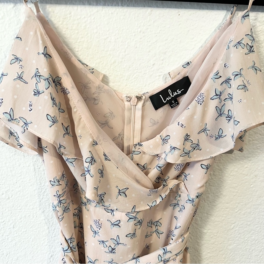 Lulu's Pink Floral Midi Dress - Picture 9 of 14